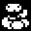 A pixelated animation of a snake. The snake is drawn in white pixels on a black background. The snake looks at the camera, then slithers off screen to the left. The snake's head then appears on the bottom right side of the "screen" and follows its tail till it ends up back in its original position.