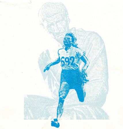 The cover of The Philosophy of Sport, edited by Robert G. Osterhoudt. The primary image is a combination of Fanny Blanker-Koen (wearing the number 692) winning a race as a statue of Aristotle (evidently from Palace Spada in Rome) looks on.